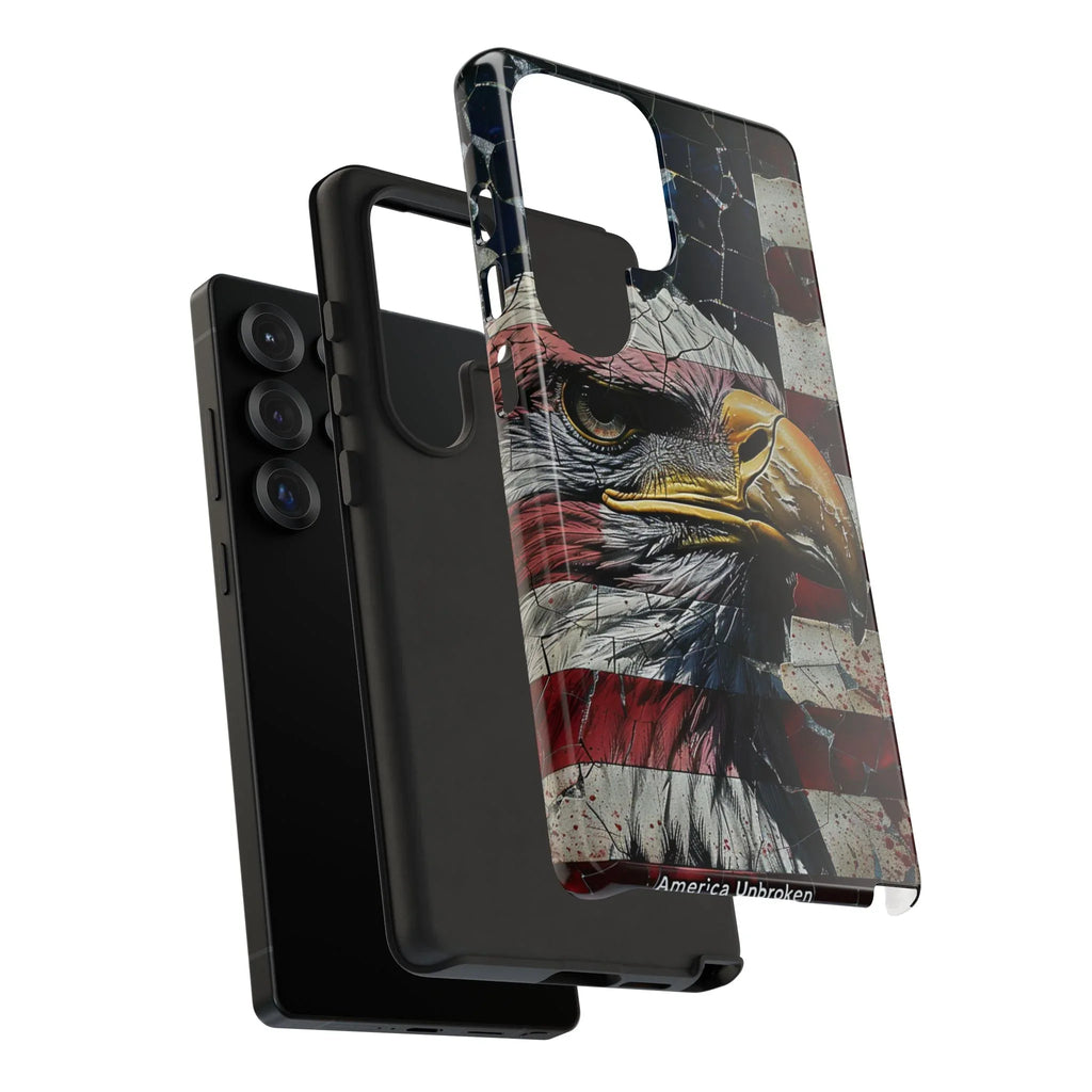 American Flag Bald Eagle phone case | Patriotic iPhone cover, cracked vintage flag design - 250 USA Celebration