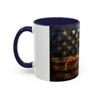Distressed American Flag Accent Coffee Mug — Patriotic 11/15oz