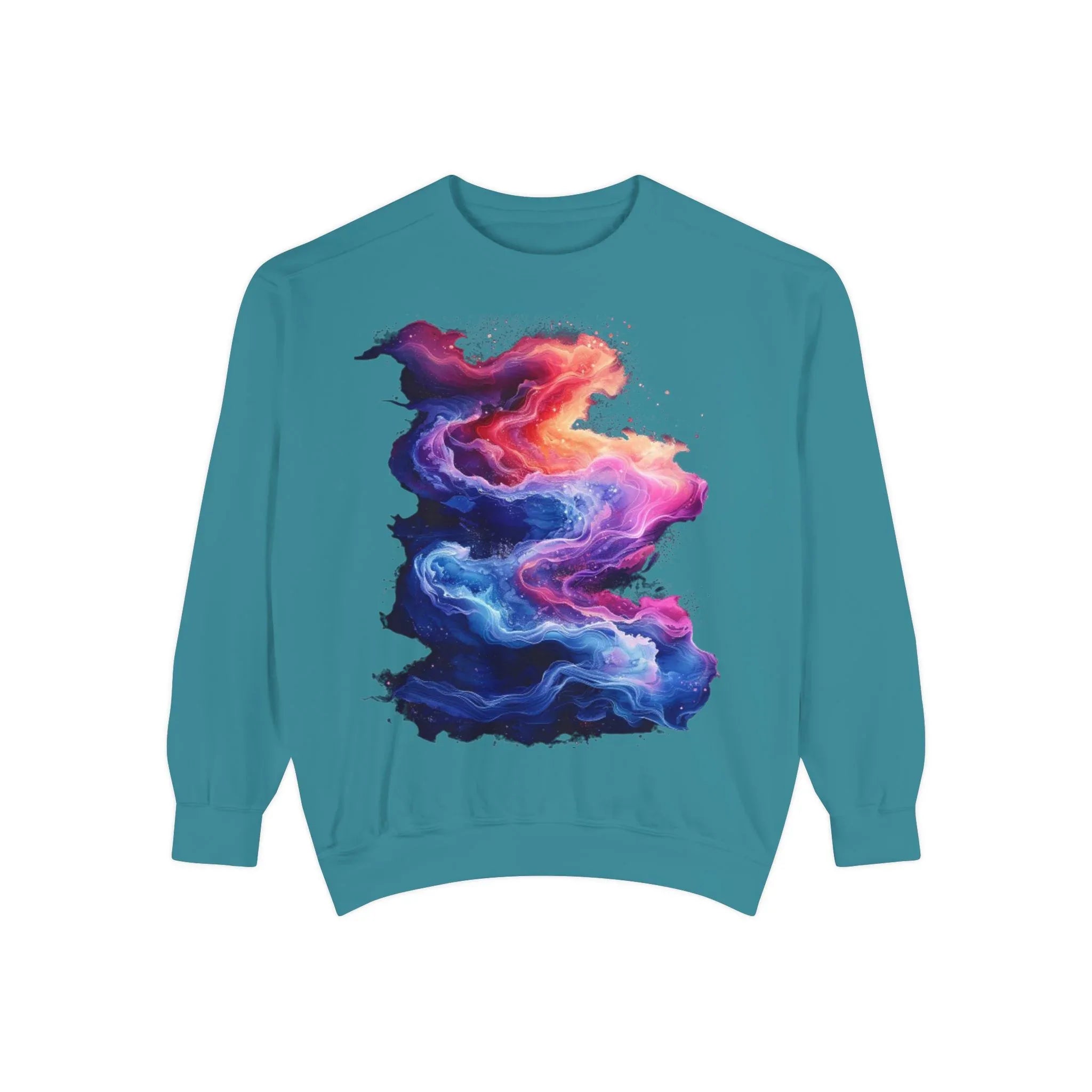 Hyper Bloom Fracture: Psychedelic tee with shattering florals in electric turquoise & magenta flares. Unisex trippy festival flair! - 250 USA Celebration