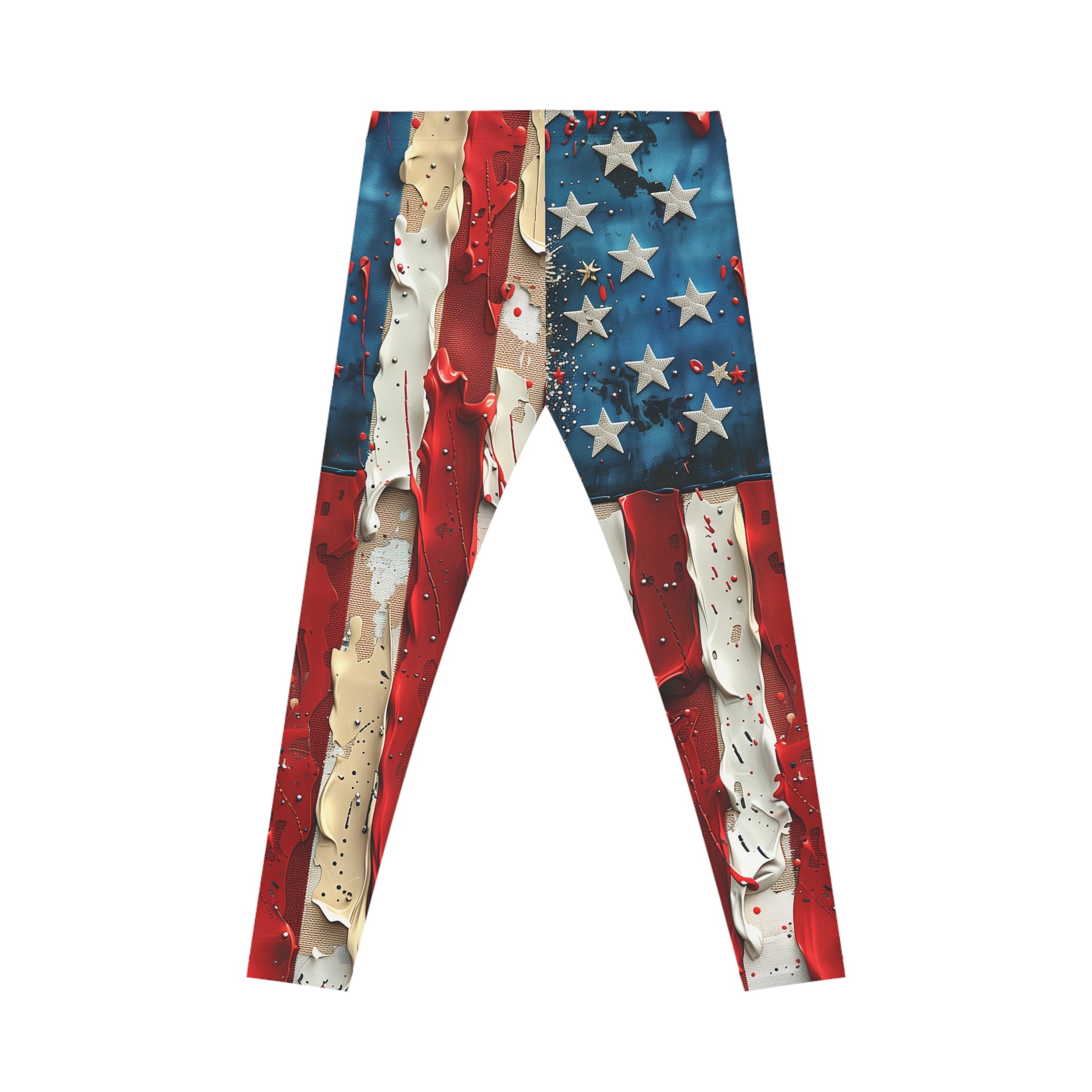 American Flag Water Droplet Leggings — Patriotic All-Over Print