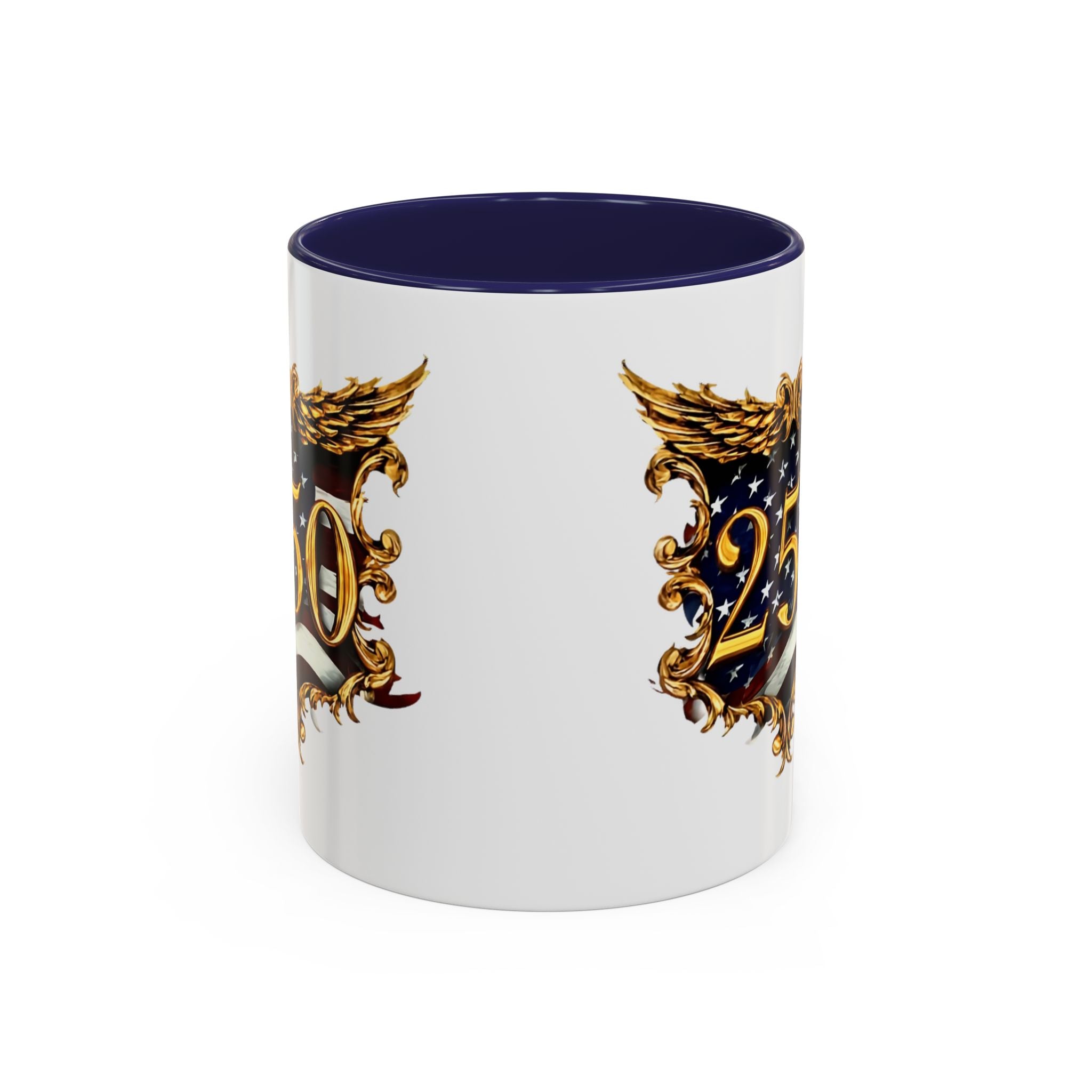 25th Anniversary American Flag Crest Accent Coffee Mug (11/15oz)