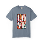 LOVE Floral Block T-Shirt | Tropical Flowers Typography - 250 USA Celebration