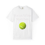 Focus Wins Matches Tennis Ball T-shirt | Tennis Graphic Tee - 250 USA Celebration