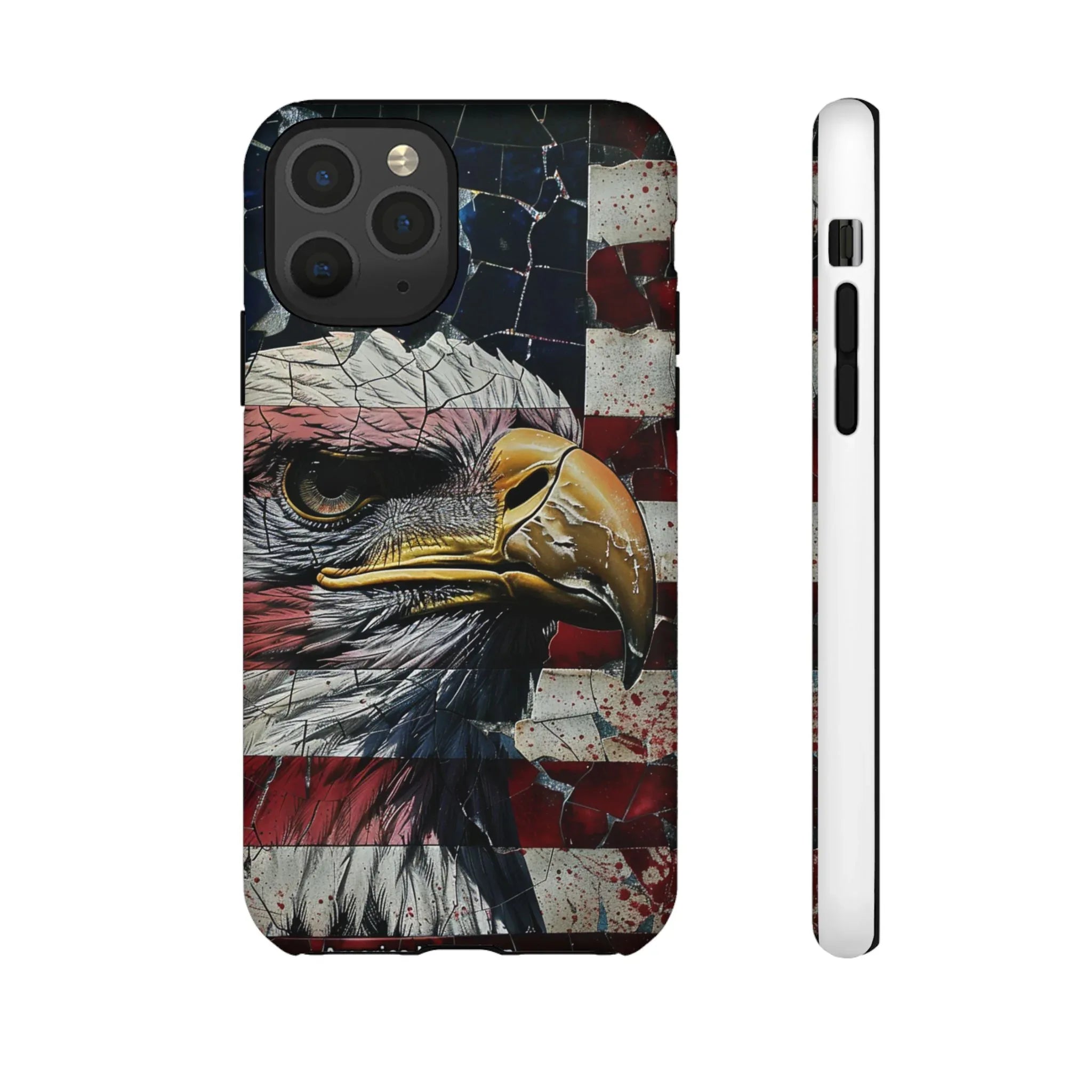 American Flag Bald Eagle phone case | Patriotic iPhone cover, cracked vintage flag design - 250 USA Celebration