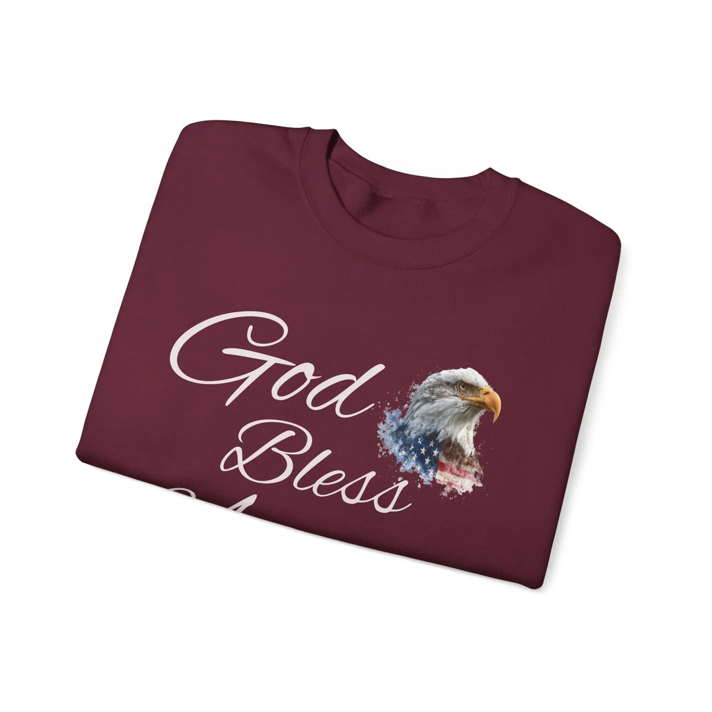 God Bless America eagle graphic Sweatshirt | patriotic USA flag-inspired design - 250 USA Celebration
