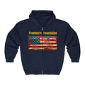 Still Standing Flag Zip Hoodie — "Freedom's Foundation" Vintage American Flag Full-Zip Hoodie