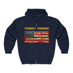 Still Standing Flag Zip Hoodie — "Freedom's Foundation" Vintage American Flag Full-Zip Hoodie