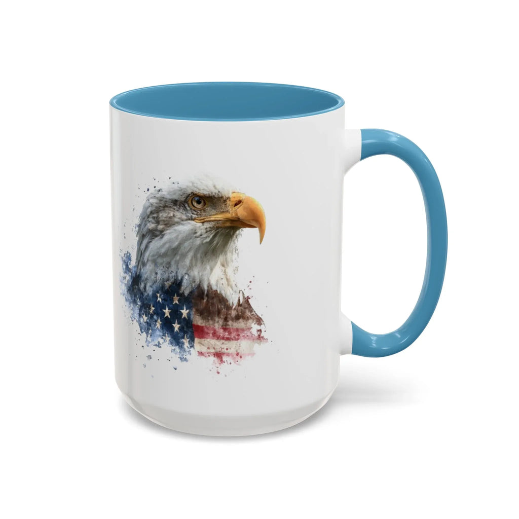 American Bald Eagle watercolor, Coffee Mug | Patriotic flag design - 250 USA Celebration