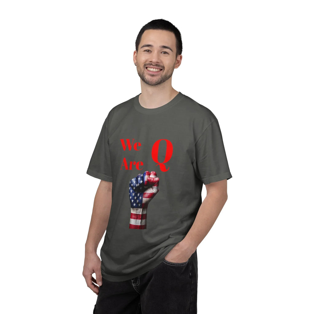 We Are Q fist American flag T-Shirt | QAnon political design - 250 USA Celebration