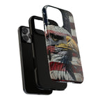 American Flag Bald Eagle phone case | Patriotic iPhone cover, cracked vintage flag design - 250 USA Celebration