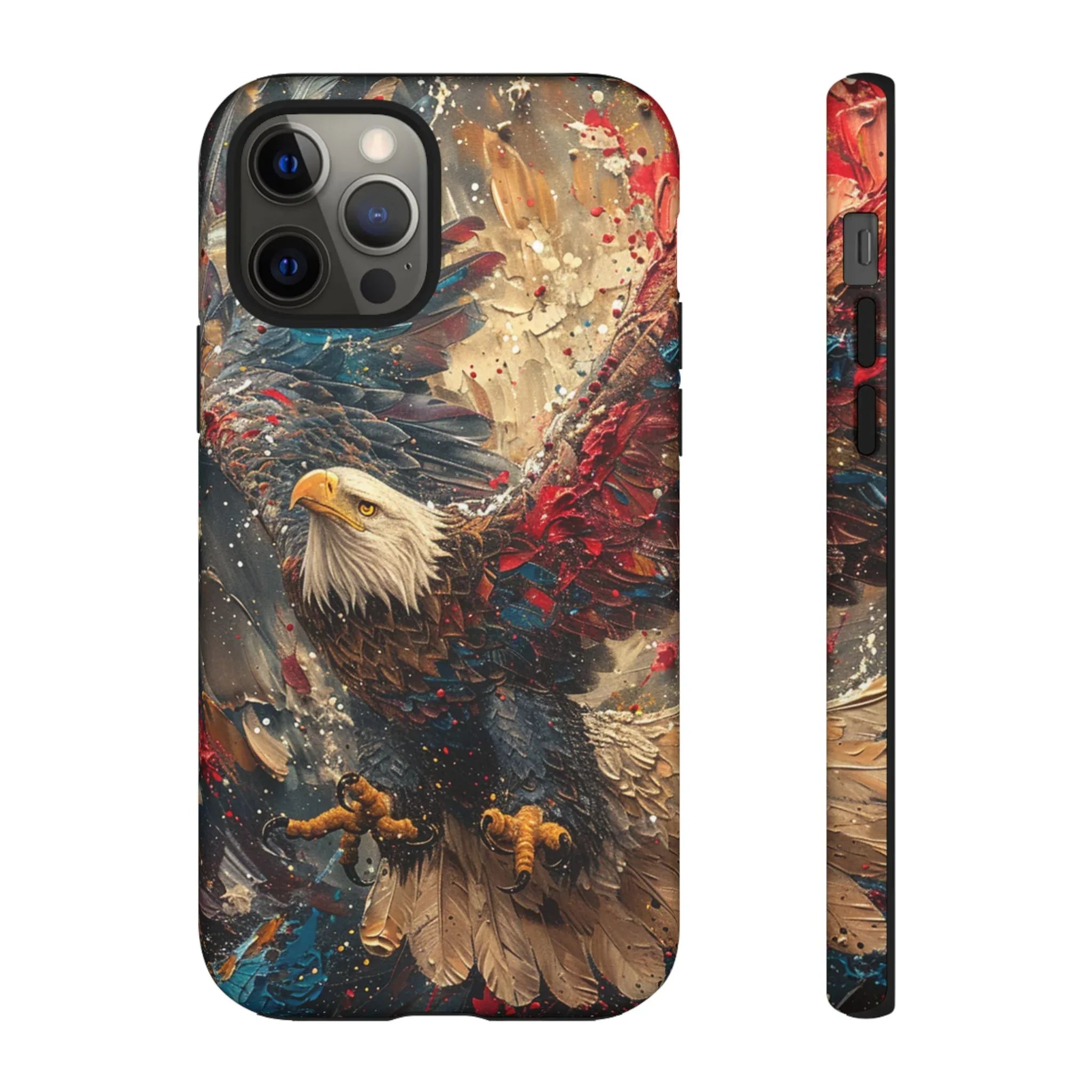 Patriotic Bald Eagle Tough Case | iPhone Phone Case, Red Blue Feather Art - 250 USA Celebration