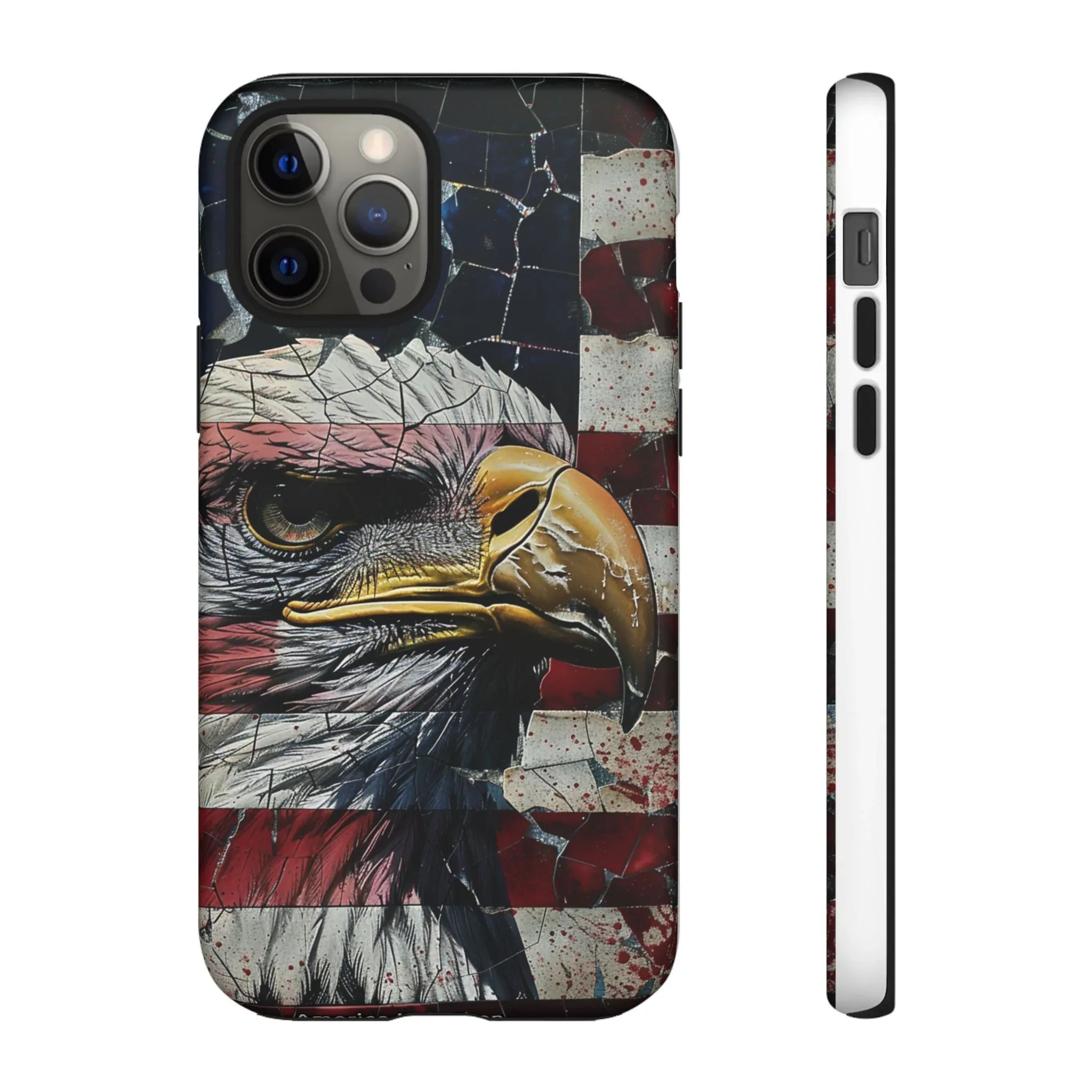 American Flag Bald Eagle phone case | Patriotic iPhone cover, cracked vintage flag design - 250 USA Celebration
