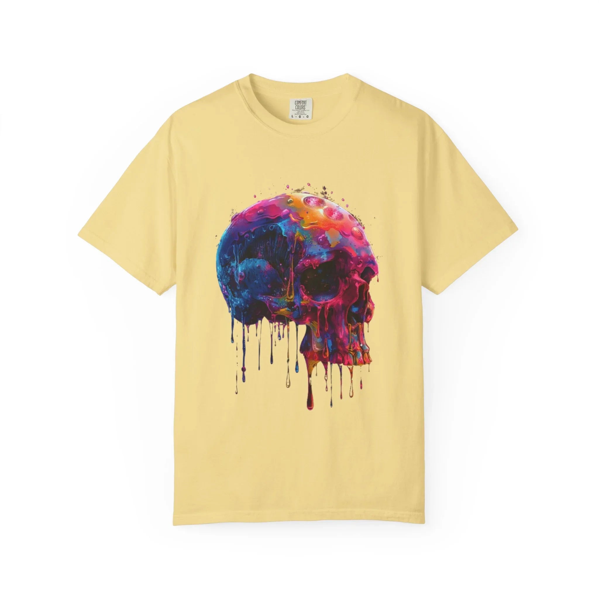 Colorful Drip Skull T-shirt | Watercolor Skull Shirt, Artistic Gothic Tee - 250 USA Celebration