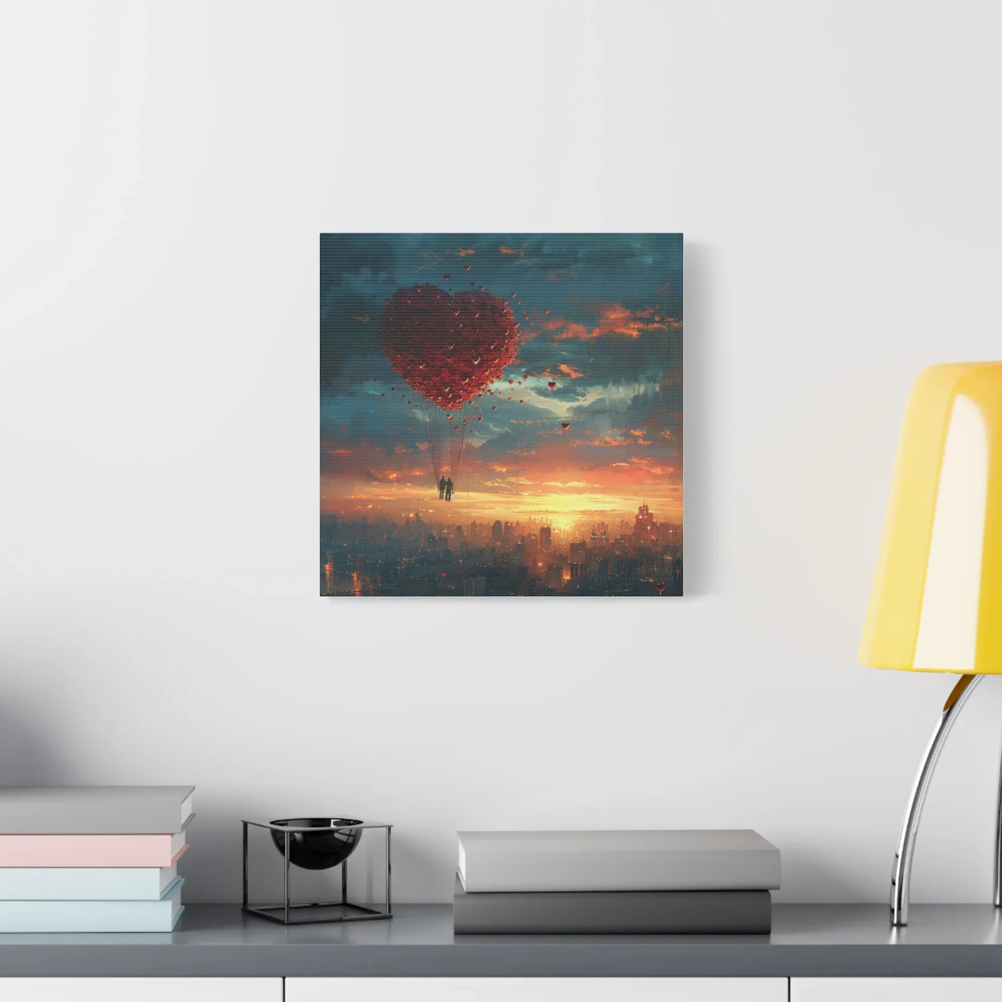 Romantic Canvas Wall Art, Love, Heart Balloon Art, Gift for Couples, Valentines Wall Decor, Valentine's Day Women's Merchandise, Valentines - 250 USA Celebration