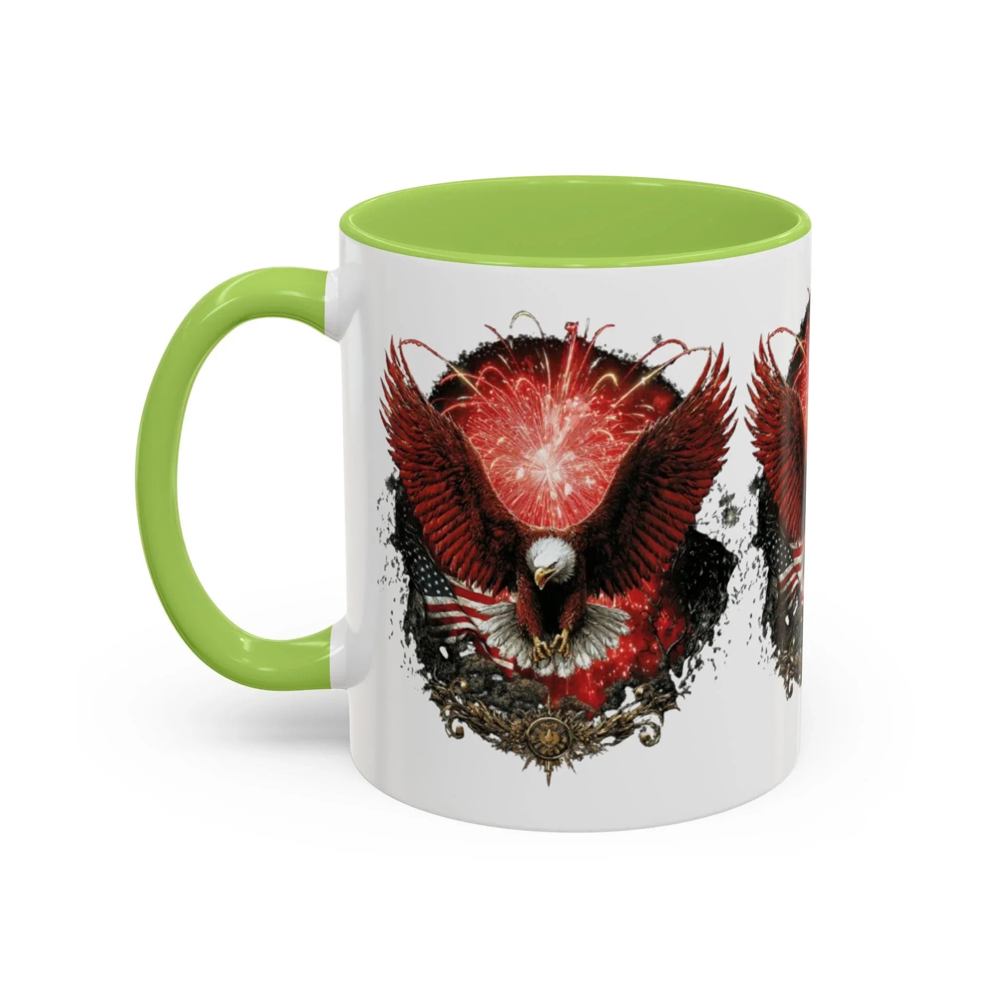 Red Eagle Emblem Accent Coffee Mug | Patriotic Eagle Design - 250 USA Celebration