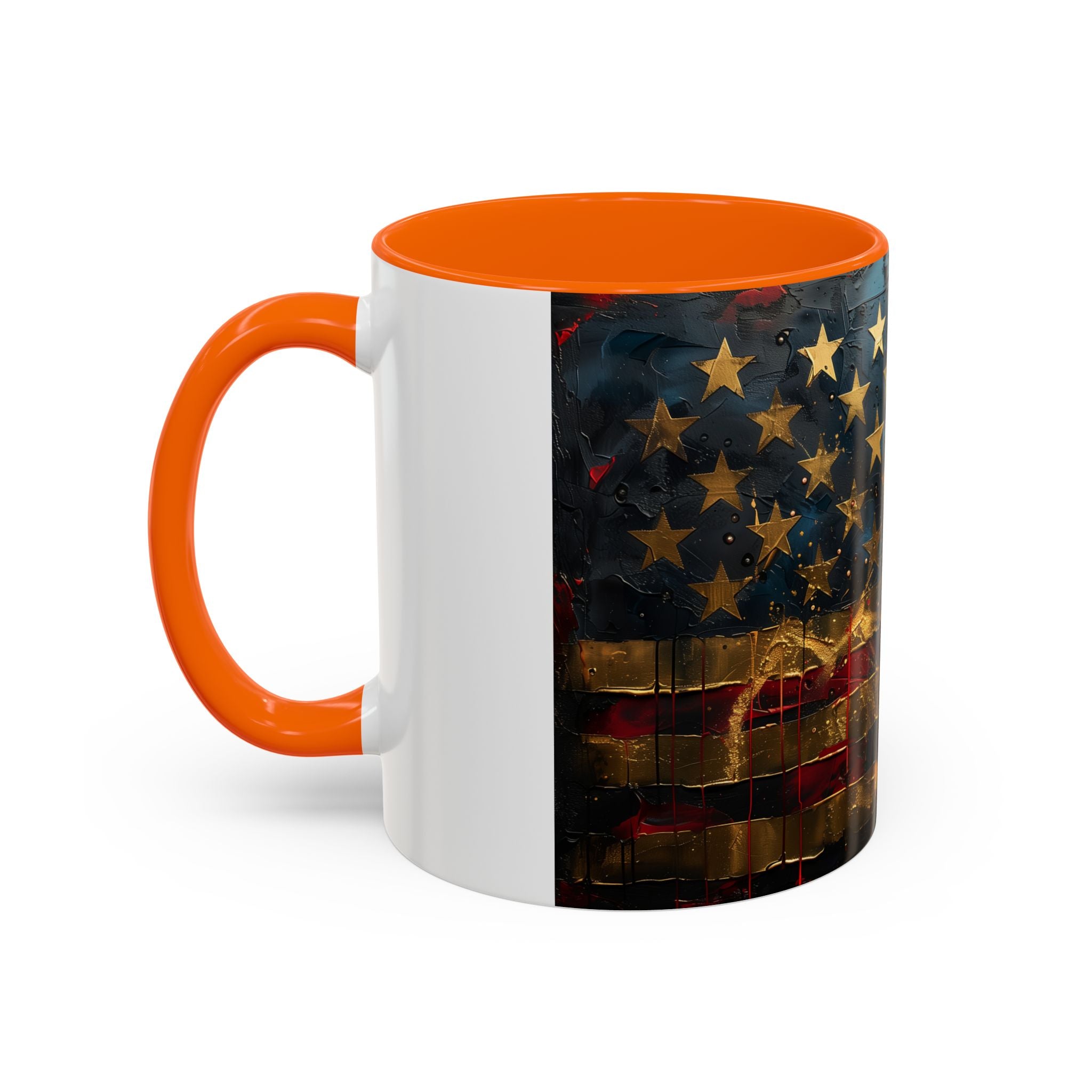 Distressed American Flag Accent Coffee Mug — Patriotic 11/15oz