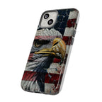 American Flag Bald Eagle phone case | Patriotic iPhone cover, cracked vintage flag design - 250 USA Celebration