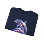 Iridescent Dolphin Trio Sweatshirt | Ocean Marine Animal Crewneck - 250 USA Celebration