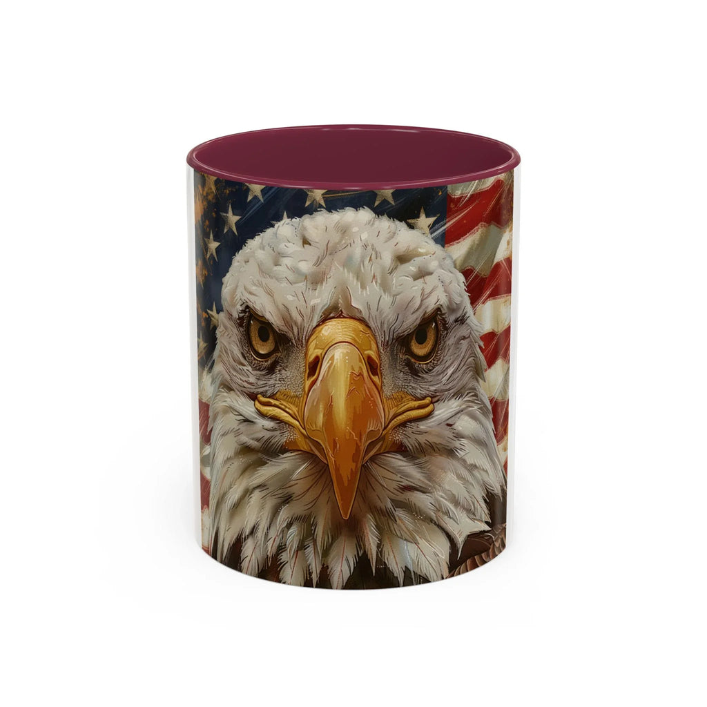 Colorful Mugs (11oz, 15oz) Majestic bald eagle head Patriotic coffee cup, America 250 Celebration coffee cup - 250 USA Celebration