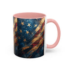 Distressed American Flag Accent Coffee Mug | 11oz 15oz - 250 USA Celebration