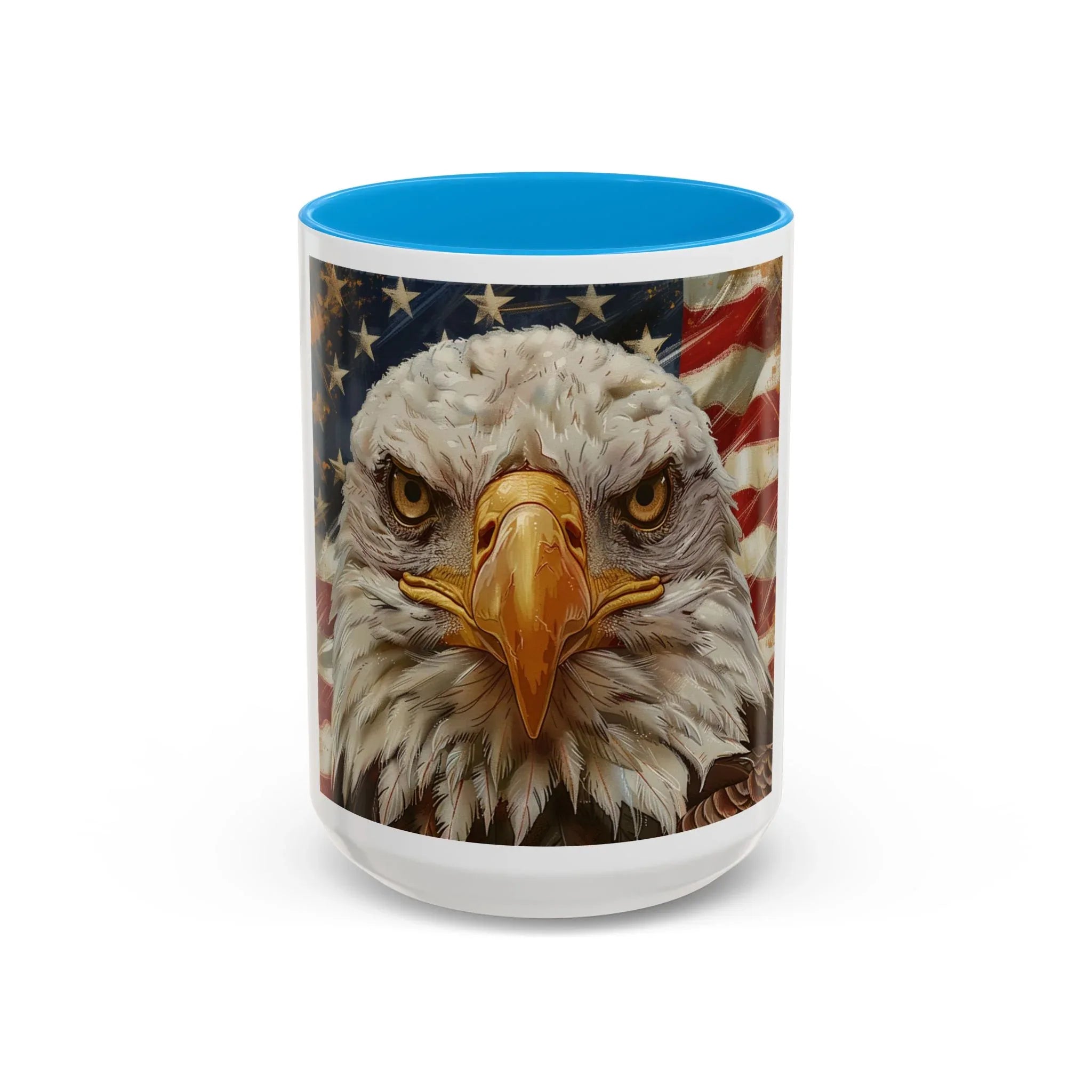 Colorful Mugs (11oz, 15oz) Majestic bald eagle head Patriotic coffee cup, America 250 Celebration coffee cup - 250 USA Celebration