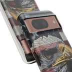 American Flag Bald Eagle phone case | Patriotic iPhone cover, cracked vintage flag design - 250 USA Celebration