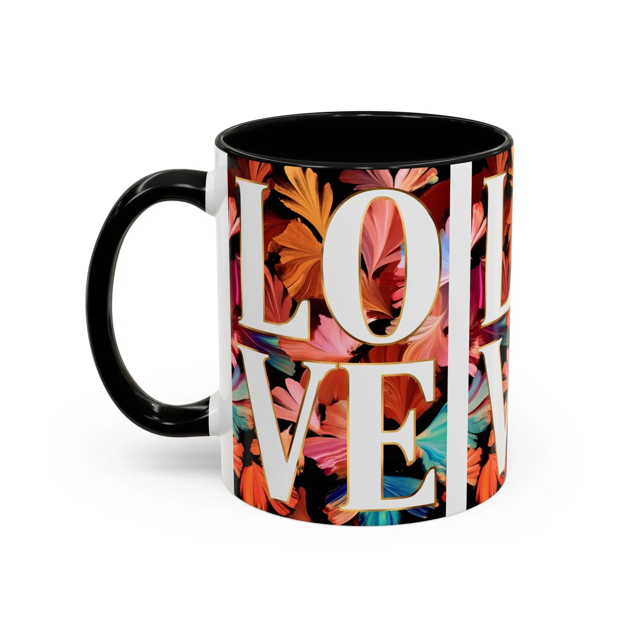 Floral Bold LOVE Mug | Accent Coffee Mug 11oz 15oz - 250 USA Celebration