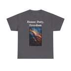 Honor, Duty, Freedom T-Shirt - Patriotic American Flag Galaxy Tee