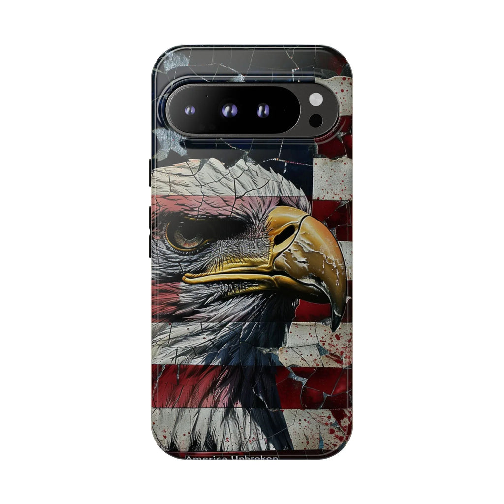American Flag Bald Eagle phone case | Patriotic iPhone cover, cracked vintage flag design - 250 USA Celebration