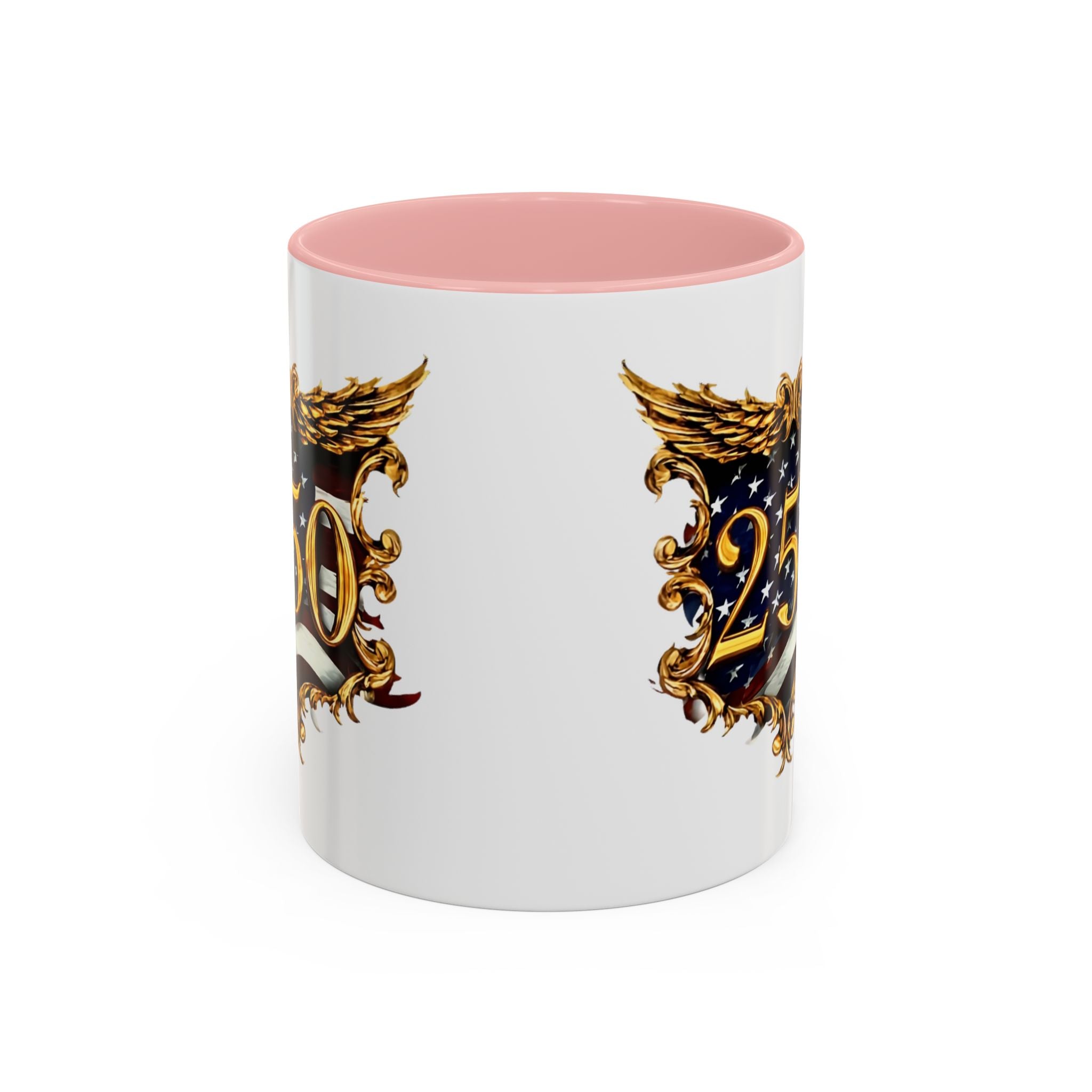 25th Anniversary American Flag Crest Accent Coffee Mug (11/15oz)