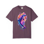 Colorful Watercolor Dolphin T-shirt | Vibrant Ocean Dolphin Tee Chrome Y2K Fantasy Dolphins & Butterflies T-Shirt | Airbrushed Liquid Metal - 250 USA Celebration