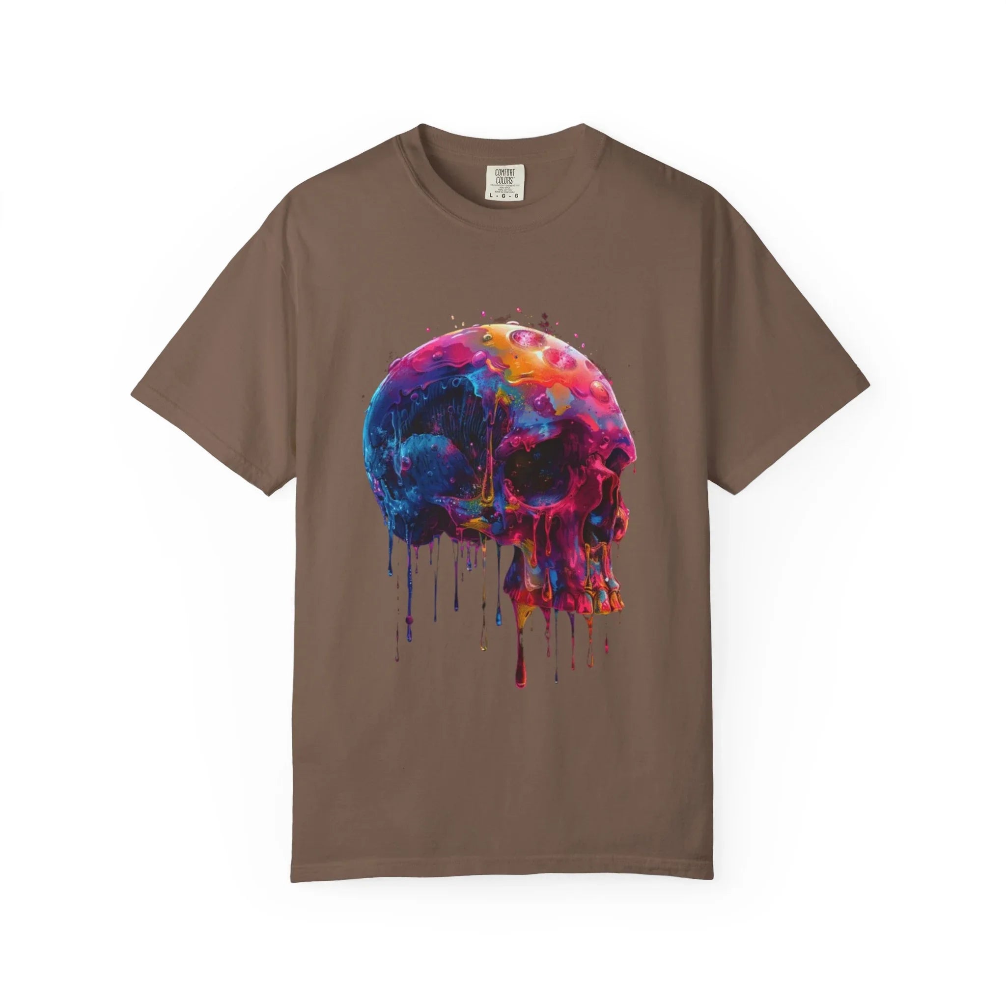 Colorful Drip Skull T-shirt | Watercolor Skull Shirt, Artistic Gothic Tee - 250 USA Celebration