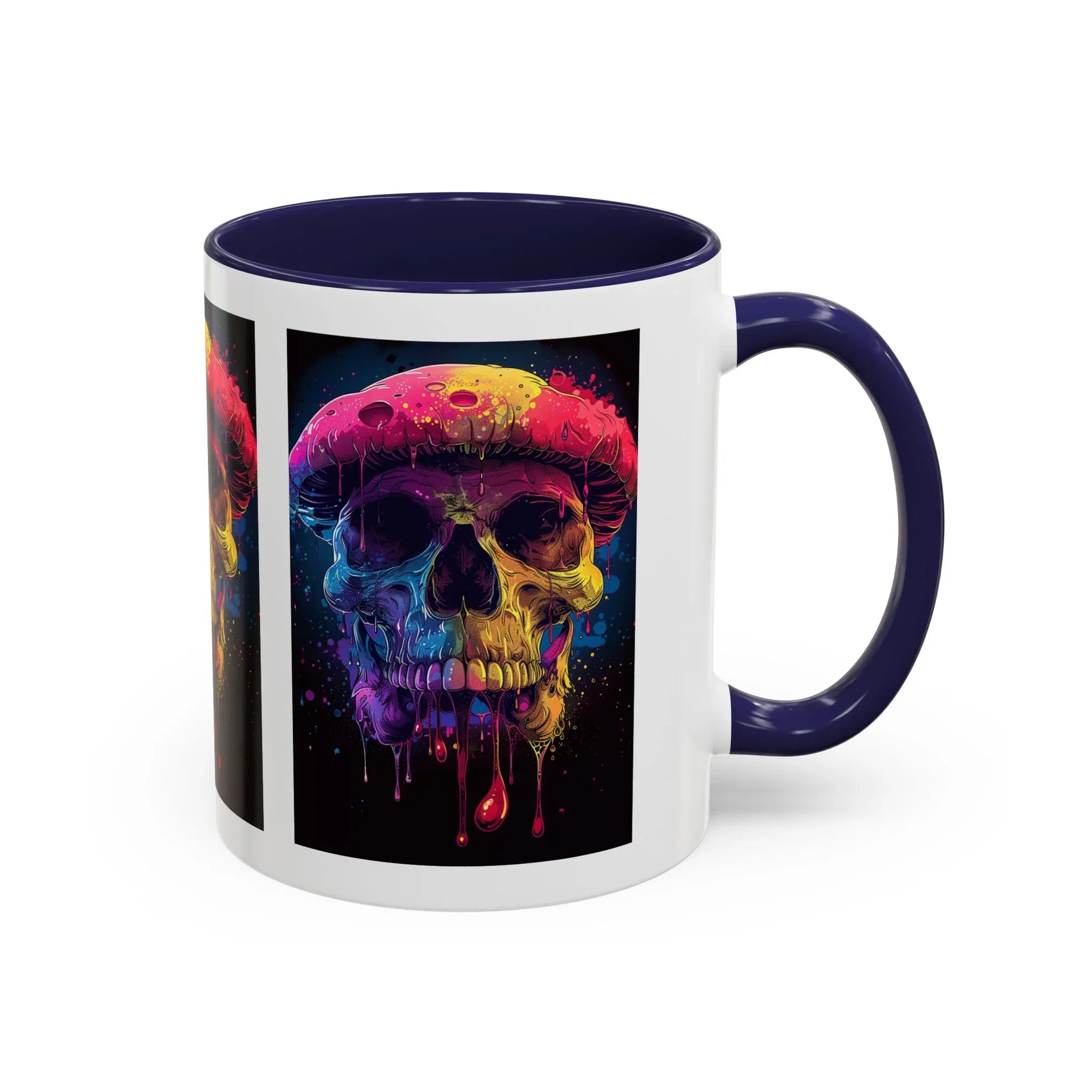 Psychedelic Mushroom Skull Rainbow Drip Mug | Blacklight Reactive Coffee Mug - 250 USA Celebration