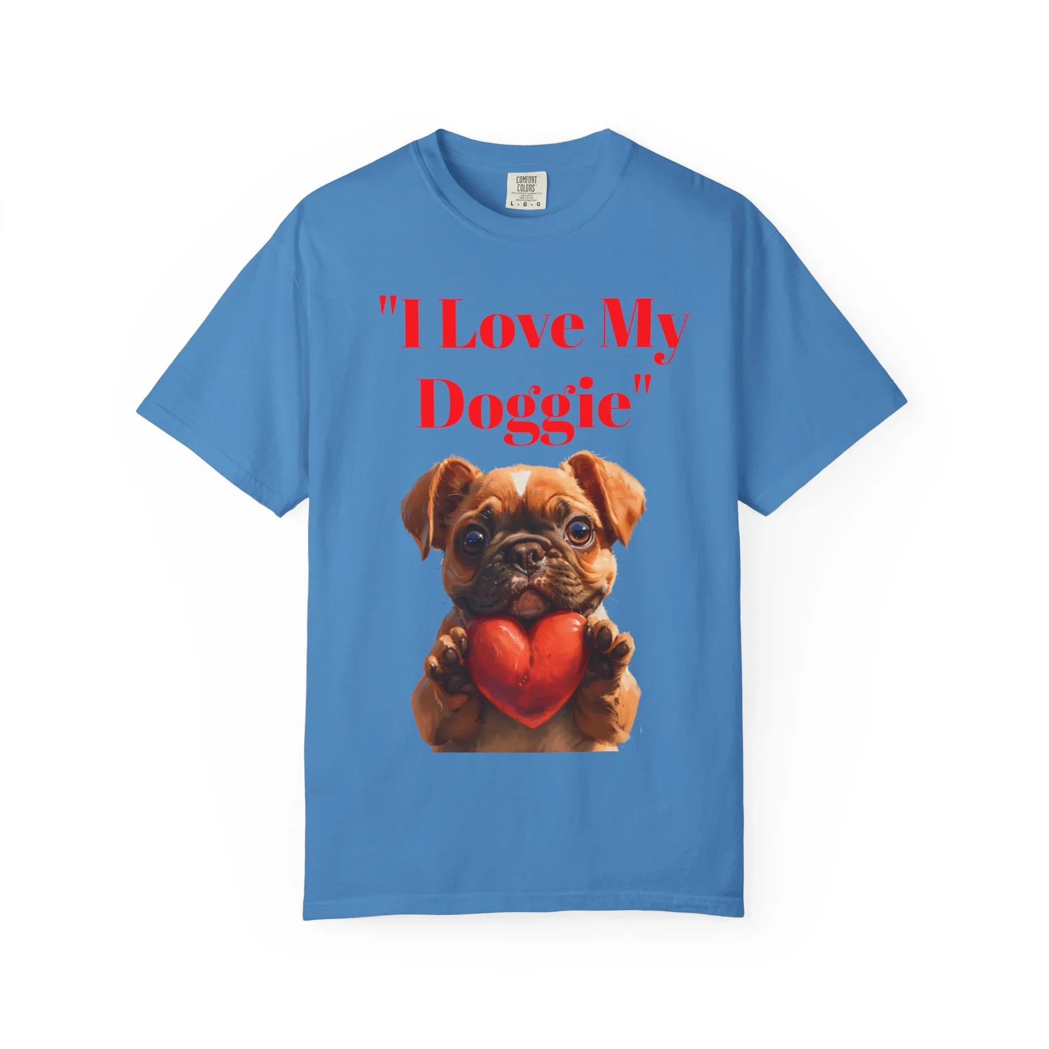 Cute French Bulldog Puppy Holding Red Heart T-shirt | Dog Lover Cartoon - 250 USA Celebration