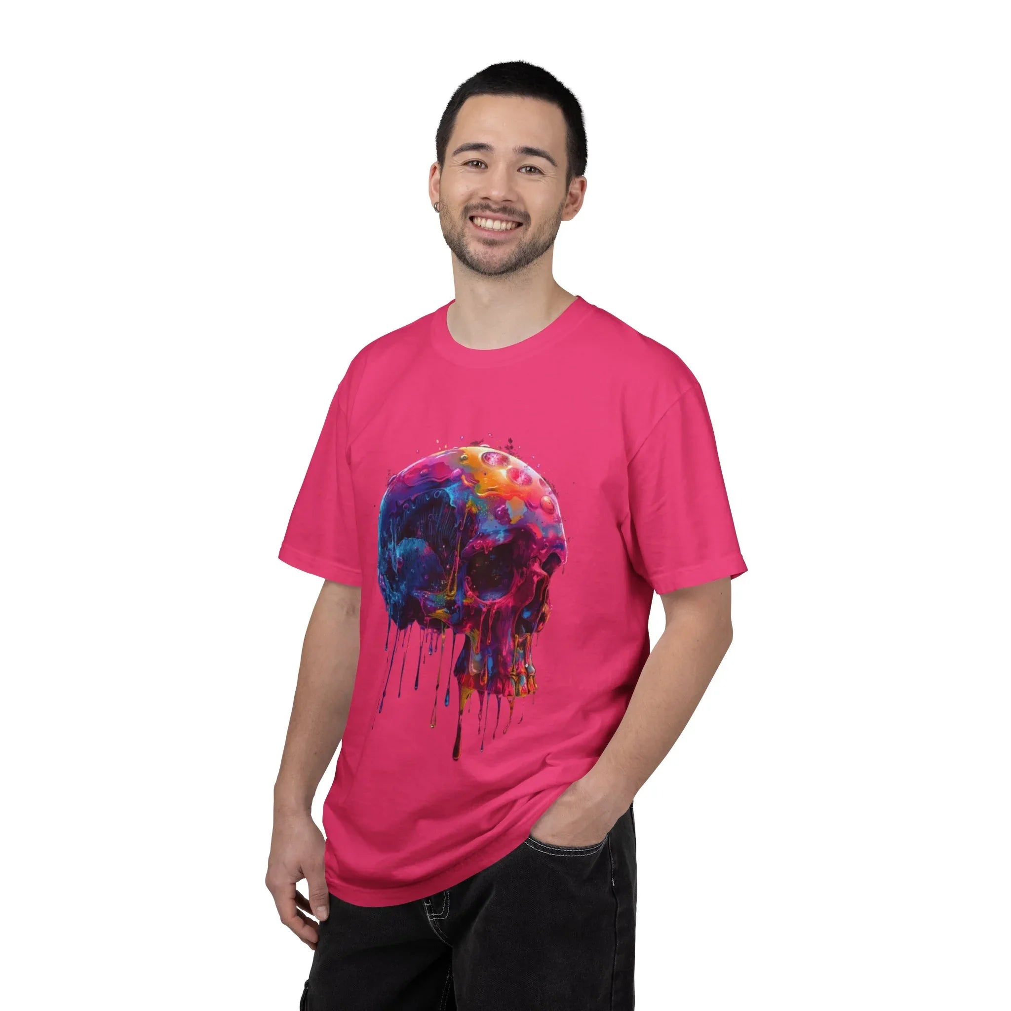 Colorful Drip Skull T-shirt | Watercolor Skull Shirt, Artistic Gothic Tee - 250 USA Celebration
