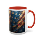 Distressed American Flag Accent Coffee Mug | 11oz 15oz - 250 USA Celebration