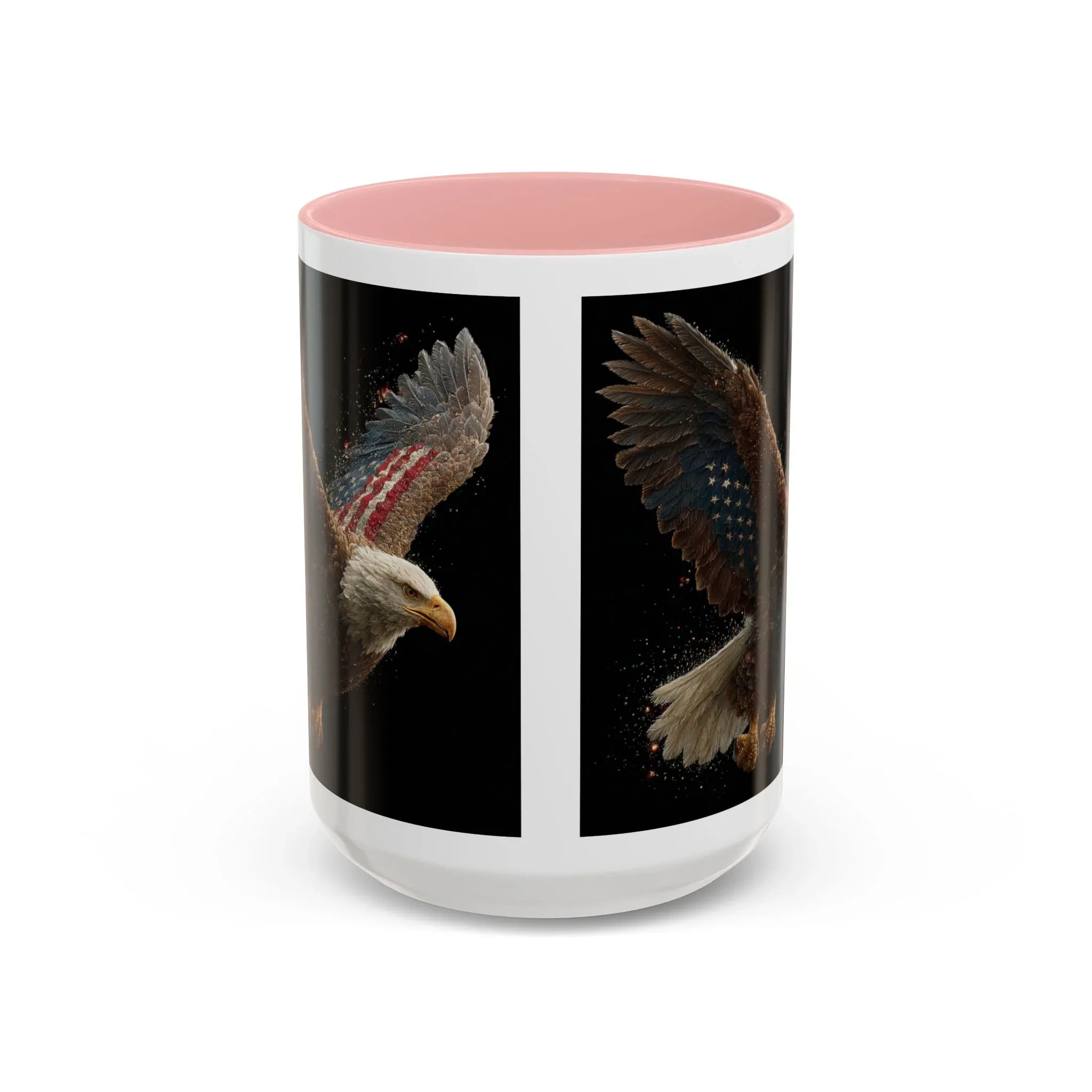 American Flag Bald Eagle Coffee Mug | Patriotic Eagle Wings, Black Accent 11oz 15oz - 250 USA Celebration