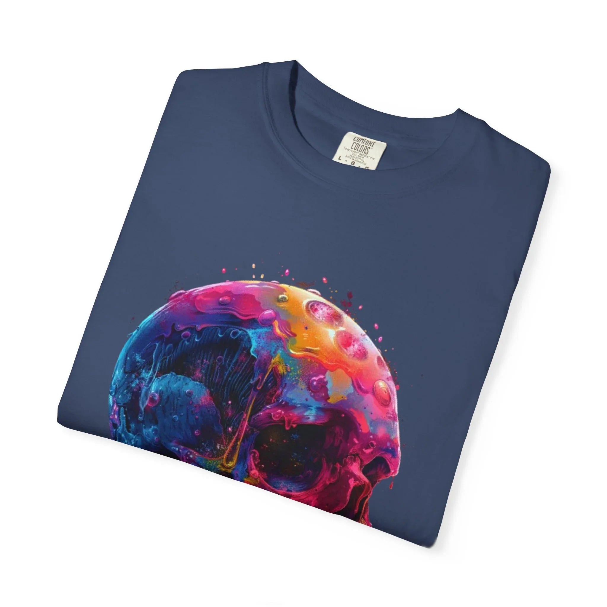 Colorful Drip Skull T-shirt | Watercolor Skull Shirt, Artistic Gothic Tee - 250 USA Celebration