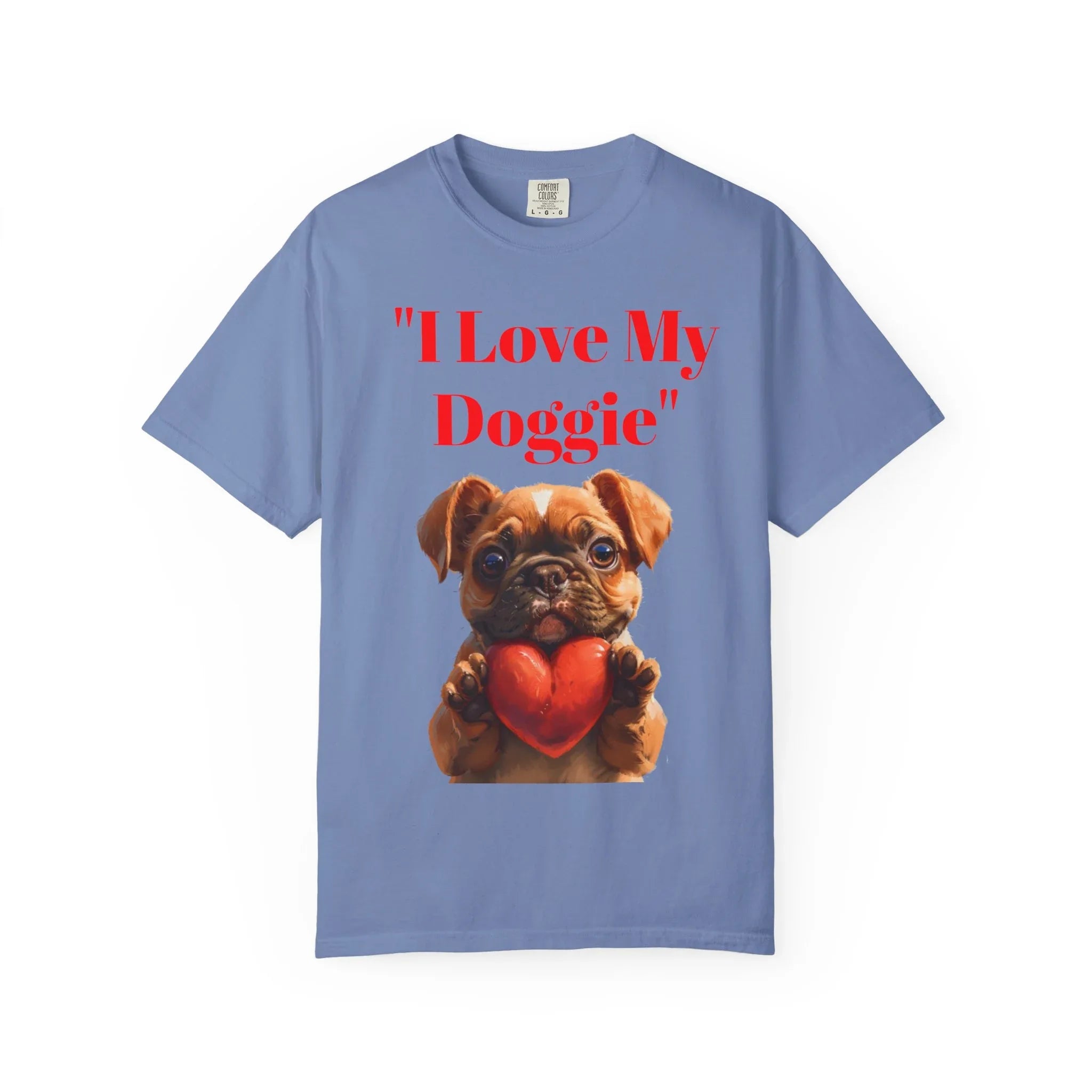 Cute French Bulldog Puppy Holding Red Heart T-shirt | Dog Lover Cartoon - 250 USA Celebration