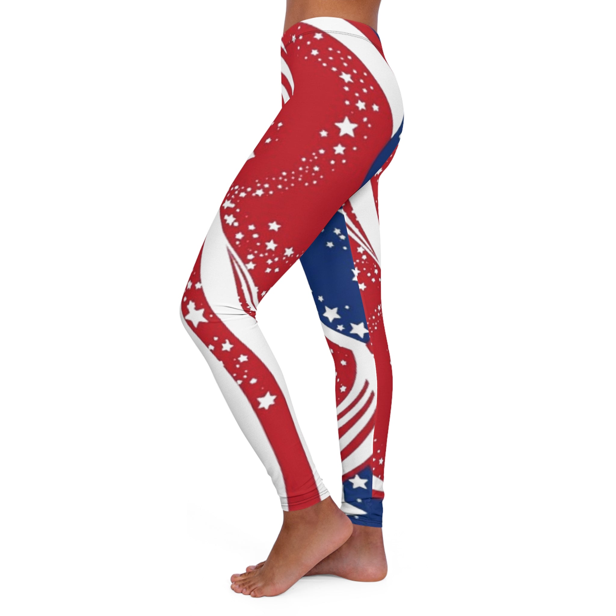 Patriotic Stars Swirls American Flag Spandex Leggings