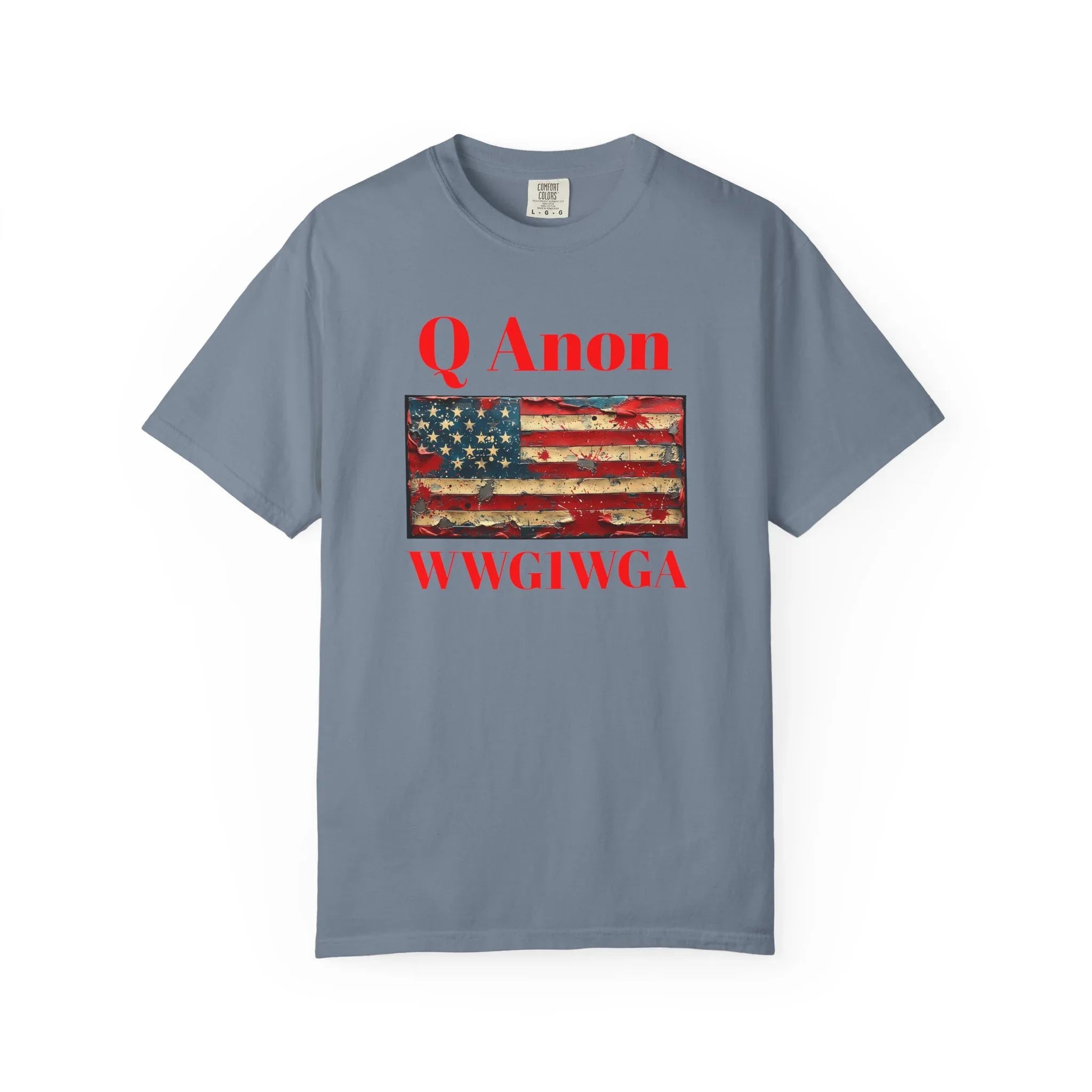 Q Anon WWG1WGA T-Shirt | American Flag Graphic Tee - 250 USA Celebration