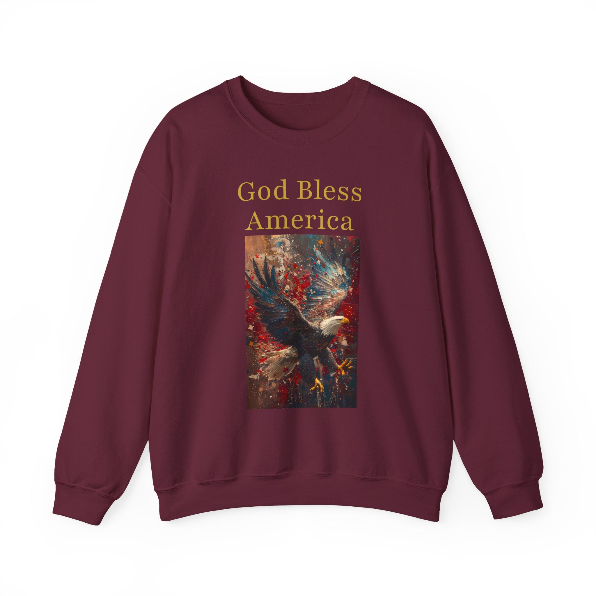 America 250: "God Bless America" Abstract Oil Eagle Hoodie - Patriotic Art Sweatshirt - God Bless America Unisex Crewneck, Gifts for Veterans, Fourth of July Apparel, Comfy Everyday Wear, Perfect...