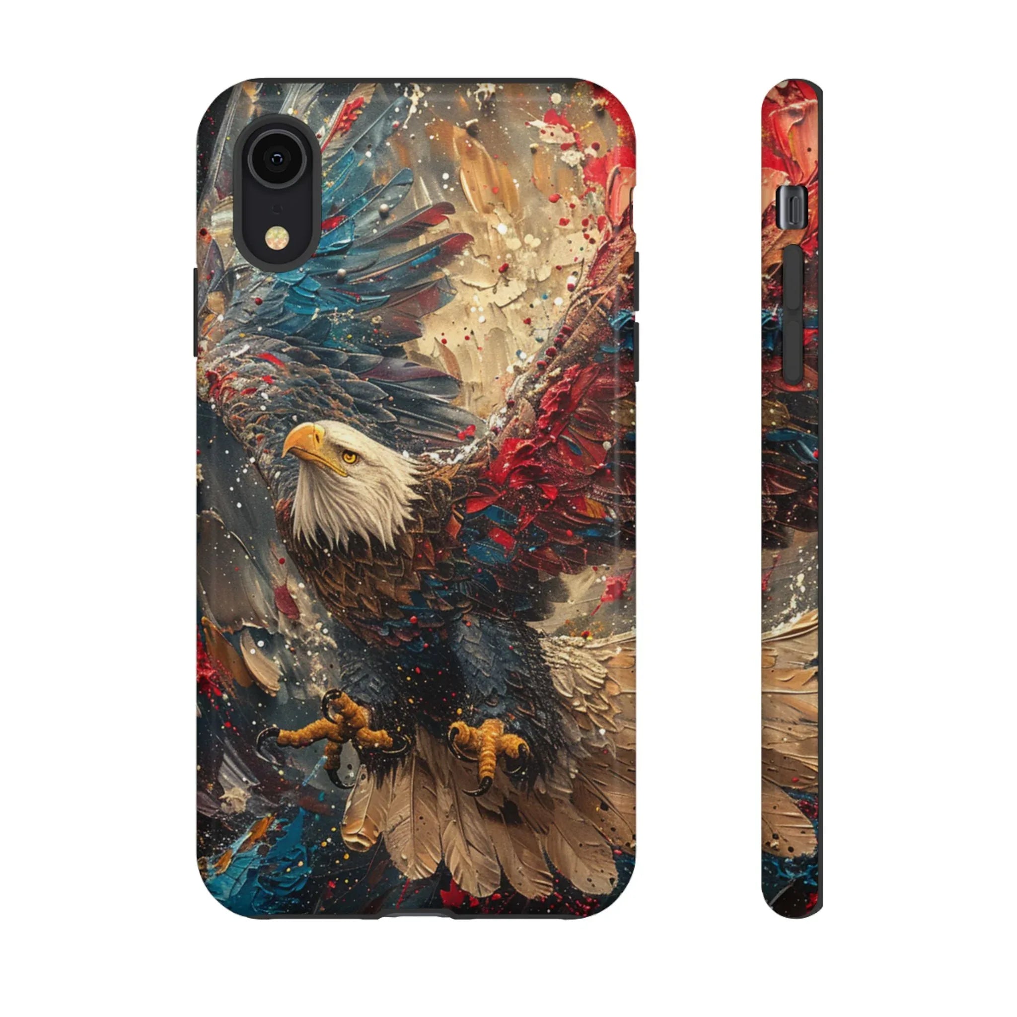 Patriotic Bald Eagle Tough Case | iPhone Phone Case, Red Blue Feather Art - 250 USA Celebration