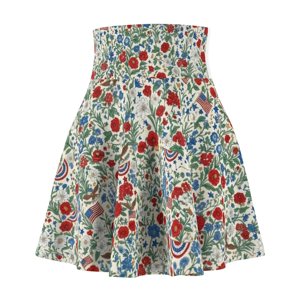 Patriotic Floral Skater Skirt - 1776 Heritage Style