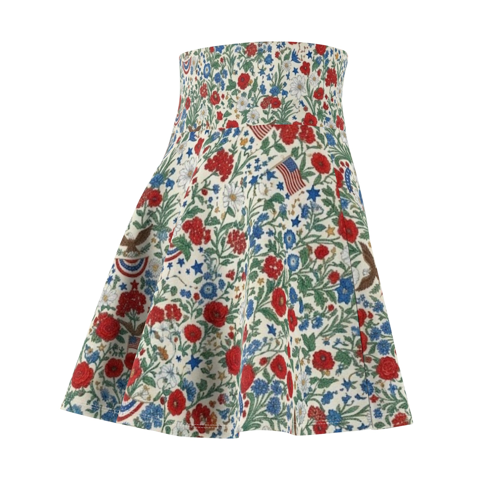 Patriotic Floral Skater Skirt - 1776 Heritage Style