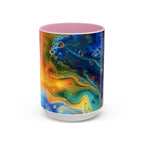 Colorful Mugs (11oz, 15oz) Intense abstract oil splat- coffee cup - 250 USA Celebration