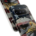 American Flag Bald Eagle phone case | Patriotic iPhone cover, cracked vintage flag design - 250 USA Celebration