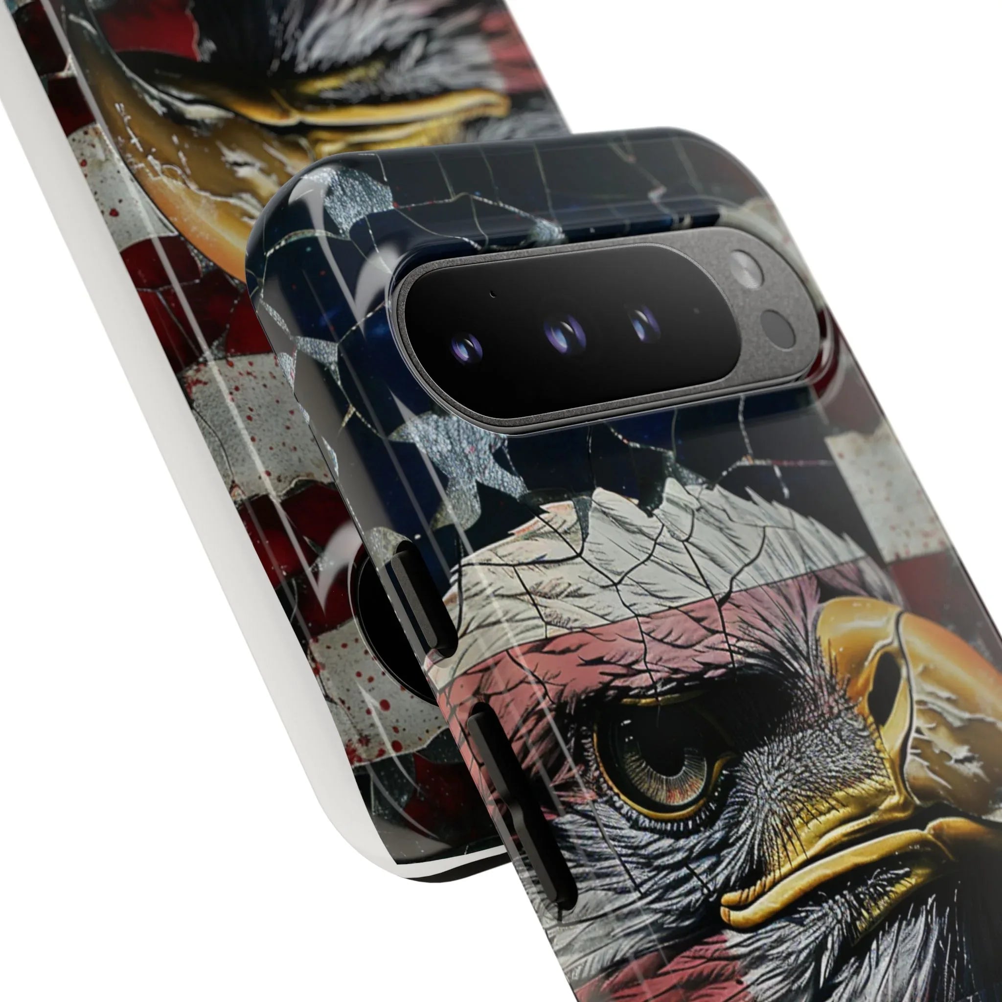 American Flag Bald Eagle phone case | Patriotic iPhone cover, cracked vintage flag design - 250 USA Celebration