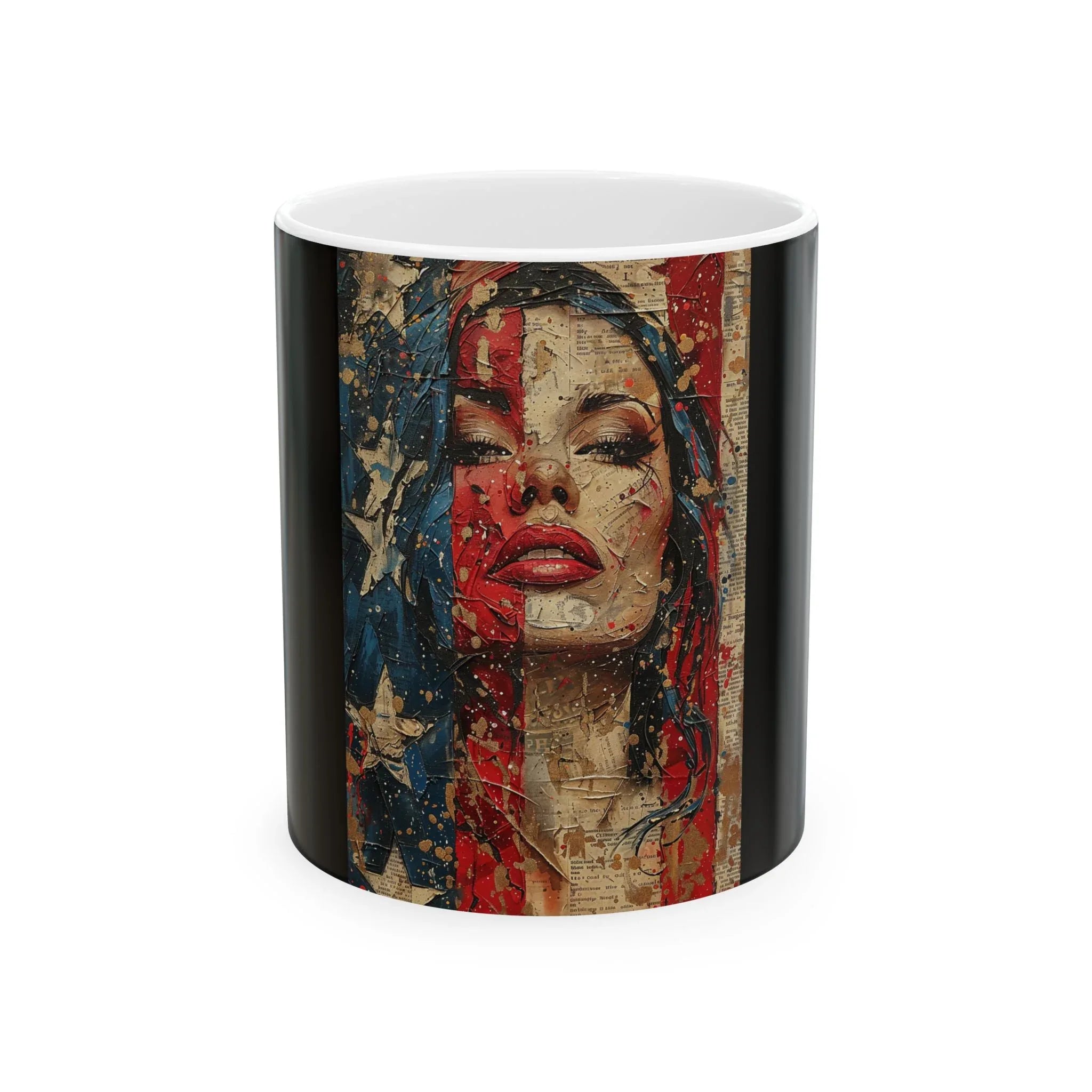 Vintage American Flag Mug, Patriotic Coffee Cup, Ideal Gift for Veterans, Independence Day Decor, Unique Homeware, Rustic Style - 250 USA Celebration