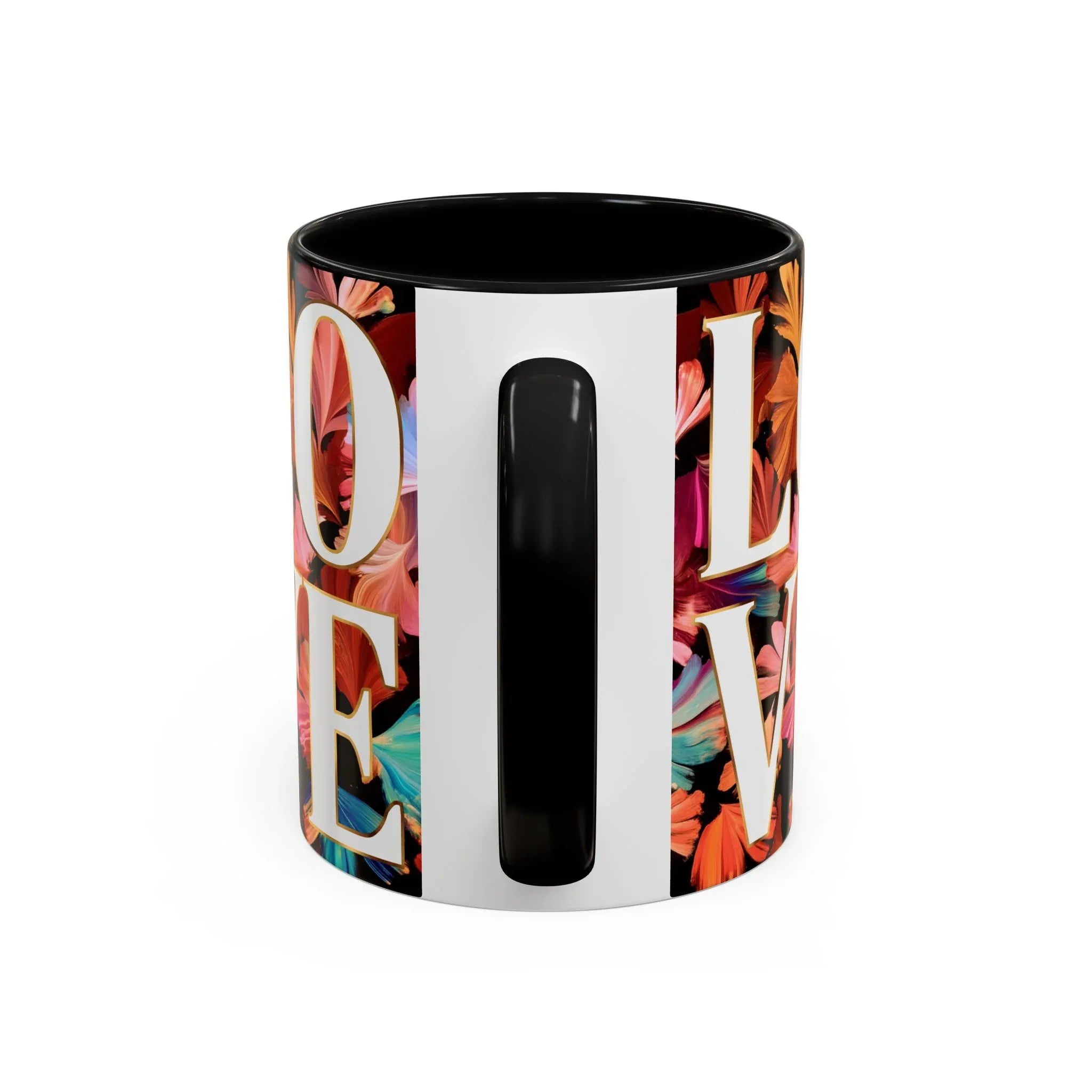 Floral Bold LOVE Mug | Accent Coffee Mug 11oz 15oz - 250 USA Celebration